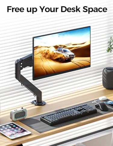Bracwiser Monitor Mount 17-35 Inch Adjustable Gas Spring Desk Mount Stand Hold up to 24.25lbs with Clamp/Grommet Mounting Base (MD82)
