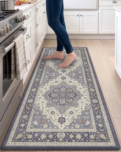 DEXI Kitchen Floor Mats Cushioned Anti Fatigue Runner Rug 24x59 Dark Grey