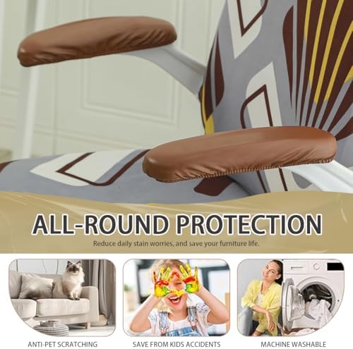 Office Chair Arm Covers Leather Office Removable Armrest Covering Stretch Water Resistant Chair Seat Hand Rest Protector for Computer Desk Chairs 1 Pair Orange