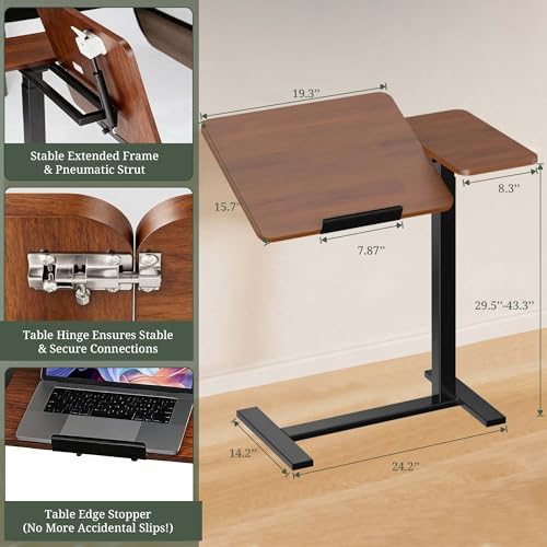 Mobile Standing Desk, Rolling Desk Adjustable Height, Tilting Laptop Table