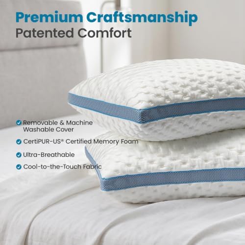 Resort Collection Cooling Shredded Foam Bed Pillows King Size Set of 2