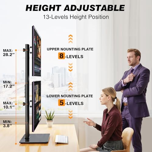 Dual Monitor Stand VESA Mount for 13-38 Inch Screens up to 44lbs
