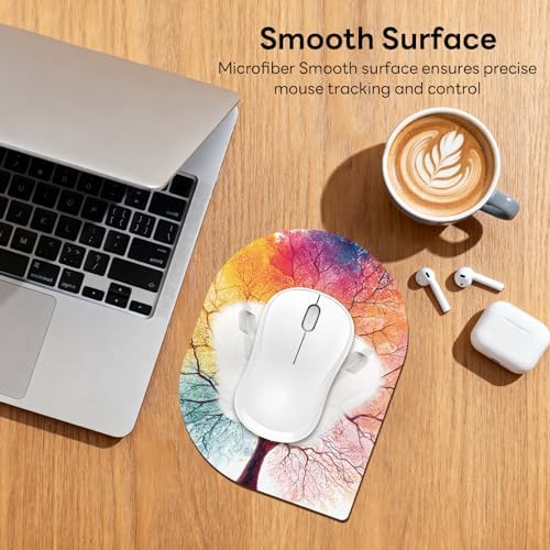 Contoured Oval Mouse Pad 6x8in Non-Slip for Laptop,Big Tree