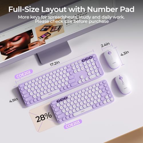 seenda COE202 Wireless Bluetooth Keyboard and Mouse Combo, Star Purple