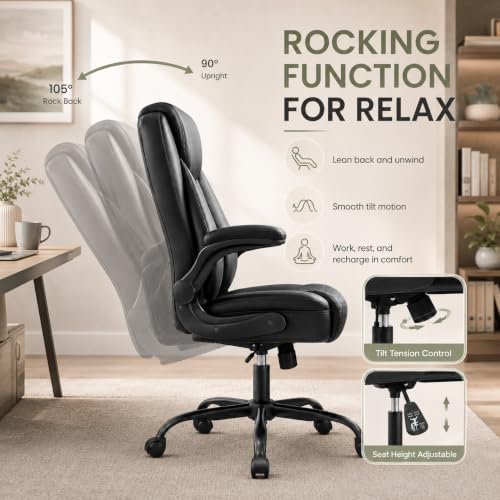 GTPLAYER Office Executive Chair with Flip-up Arms, Ink Black