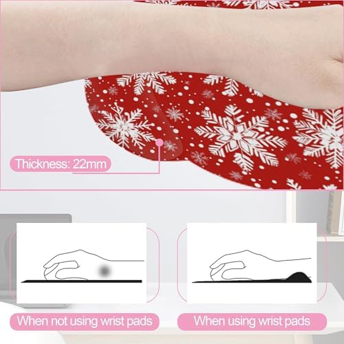 Christmas Snowflakes Keyboard Wrist Rest Pad and Mouse Pad Wrist Support Set,3-in-1 Ergonomic Mouse Pad with Non-Slip Rubber Base for Home Office Game Computers Desk,