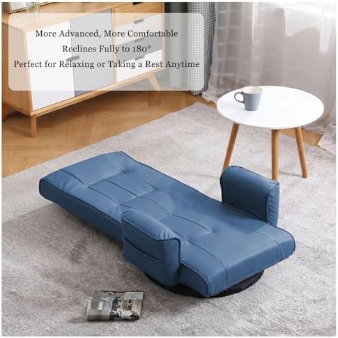 360° Swivel Floor Chair, 14-Position Adjustable, Folding