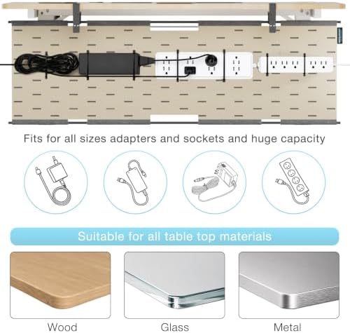 No Drill Under Desk Cable Management Tray,30" Felt Cord Organizer for Table