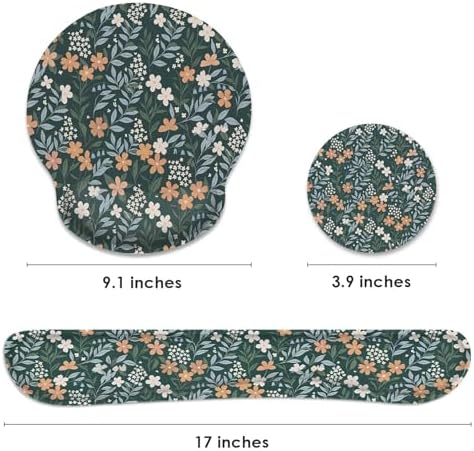 Britimes Ergonomic Mouse Pad Set with Wrist Rest, Floral Wildflower