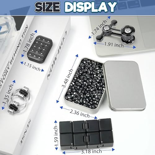 5 Pcs Fidget Toys for Adults & Teens Magnetic Putty Beads Cool Gadgets Slider Metal Fidgets Spinners Cube Office Desk Sensory Toy for Autism ADHD Stress Relief Set Anxiety Items Gift for Teen Boys