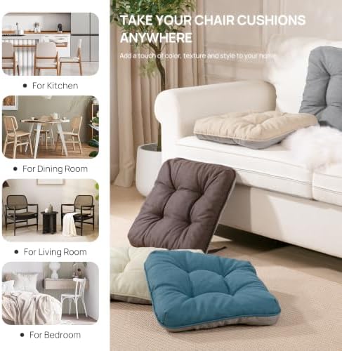 Love's cabin Memory Foam Chair Cushions Set of 4, 15.5 Inch, Linen
