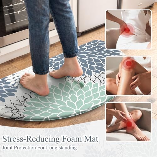 KIMODE Half Circle Anti Fatigue Mats for Kitchen Floor Rug Sets of 2