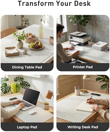 Aothia Faux Leather Desk Mat - Large Mouse Pad, Non-Slip PU Leather Blotter, Waterproof Writing Surface for Office and Home (Barely Grey, 40" x 24")