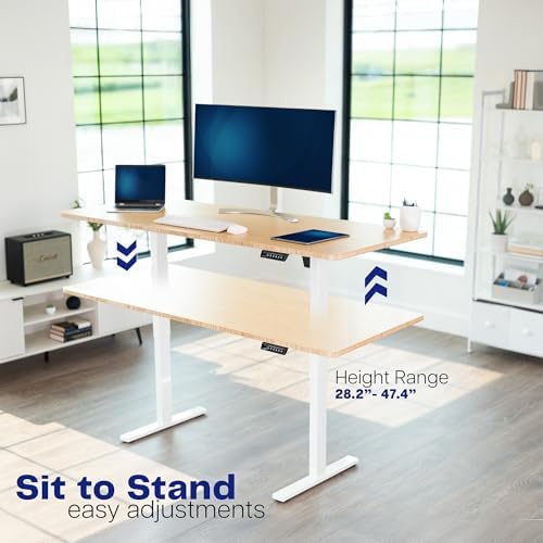 VIVO White Brushless Motor Electric Standing Desk Frame, DESK-V100EWY