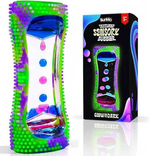 BUNMO Liquid Motion Bubbler Glow-in-The-Dark Sensory Toy for Kids & Adults – Gentle Fidget Toy for Mindfulness – Stimulating Visual Sensory Experience – Colorful Bubble Fidget Timer for Desk & Travel