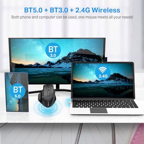 E-YOOSO Large Bluetooth Wireless Mouse for Big Hands, 6 Buttons, 4800 DPI