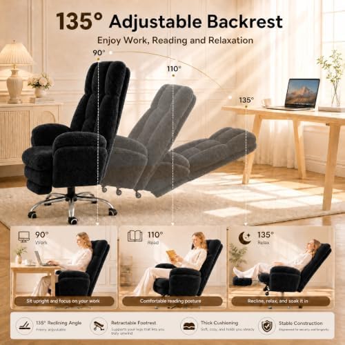 Big and Tall Office Chair with Foot Rest & Flip Armrests