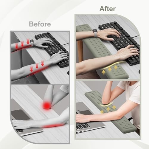 Leolee L-Shaped Desk Long Wrist Rest Elbow 60CM, Grey Arm Rest for Desk