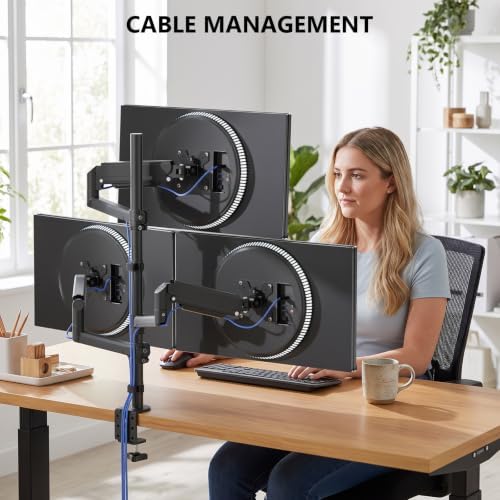 WALI Stacked Triple Monitor Mount for 13-34 inch Screens, 19.8 lbs per Arm