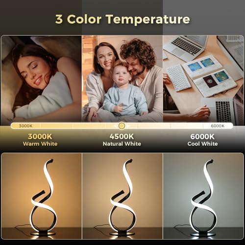 Modern Cool LED Table Lamp, Spiral Touch Control Desk Light