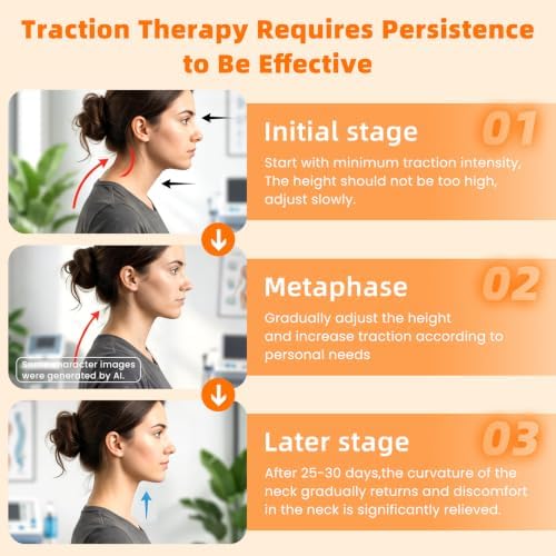 Neck Stretcher Cervical Traction - Adjustable Neck Traction Device for Spine Decompression and Pain Relief, Neck Decompression Devices, Neck Braces for Neck Pain and Support