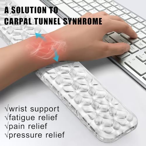 Mouse Pad with Wrist Rest, Soft Cloud Gel Keyboard Mouse Pad Set with Hand Wrist Support, Cute Non Slip Office Desk Accessories for Comfort/Pain Relief/Computer/Laptop (Clear Diamond)