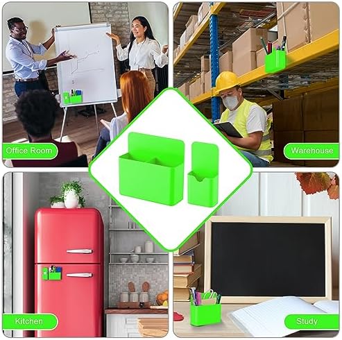 KITANIS Magnetic Pen Holder,2 Pack Magnetic Dry Erase Marker Holder with Generous Compartments,Strong Magnet Storage Marker Pen Pencil Organizer for Refrigerator,Whiteboard,Locker Accessories
