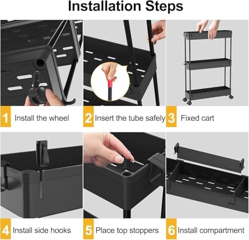 SPACELEAD Slim Storage Cart(2 Pack),4-Tier Rolling Utility Organizer