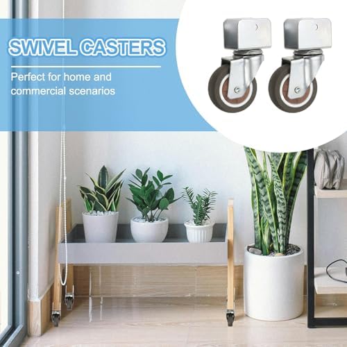 PATIKIL 2 Inch Caster Wheels, 4 Pcs Swivel Casters with Break 1" U Bracket Opening 55 Lb Capacity Per Caster for Furniture Office Chairs Carts and Cabinets, Brown