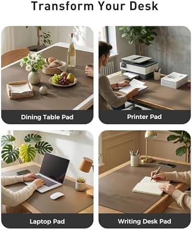 Aothia Faux Leather Desk Mat - Large Mouse Pad, Non-Slip PU Leather Blotter, Waterproof Writing Surface for Office and Home (Coffee, 42" x 17")