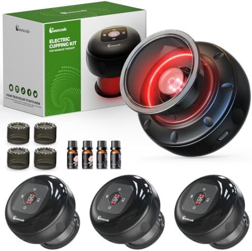 4 Pack Smart Cupping Therapy Set with Red Light, Heat & Suction