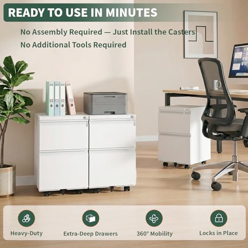 Small File Cabinet for Home Office,Metal Mobile Organizer Letters/Legal/A4