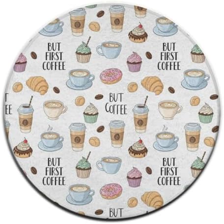 Large Home Decor Mat, Soft Round Yoga Carpet, Non Slip Machine Washable Home Office Circle Rug Coffee Nut, 24inch