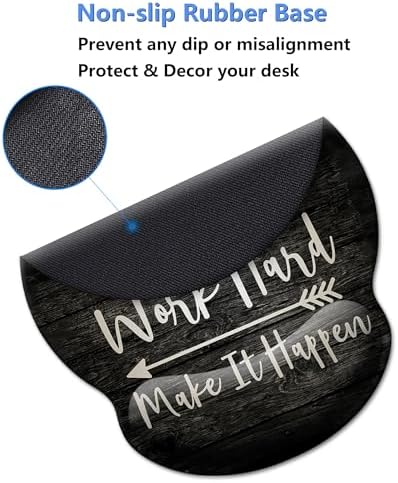 Mouse Pad Wrist Support,Ergonomic Mouse Pad with Wrist Rest,Comfortable Mousepad with Smooth Wrist Rest,Pain Relief Mouse Pads for Non-Slip Base,Computer,Laptop,Office,Home(Black Inspirational Quote)