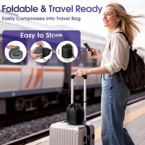 CloudBliss Memory Foam Travel Neck Pillow, Set of 2, Grey & Pink