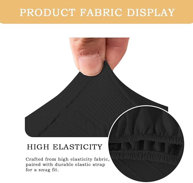 Ergonomic Office Chair Covers Set with Headrest Cover Stretch Desk Computer Chair and Headrest Slipcovers Washable Protector Slipcovers for Swivel Computer Chair 4 Pieces Black