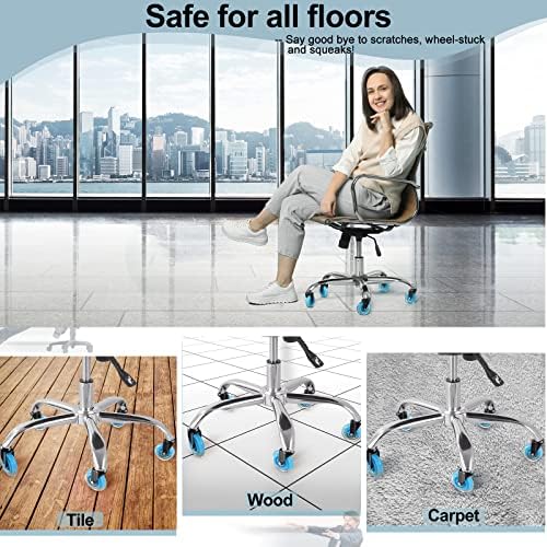Hivexagon Office Chair Caster Wheels Replacement Set of 5, Heavy Duty Universal Quiet Rolling Casters 3 inch Fit Standard Office Chair for Hardwood Floors, Tiles and Carpet (Blue)