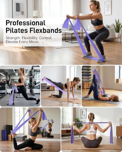 Renoj Pilates Flexbands, 5-Pack Latex-Free Resistance Bands Set – Exercise Bands for Pilates, Yoga, Stretching & Physical Therapy | Home Gym Equipment for Women & Men