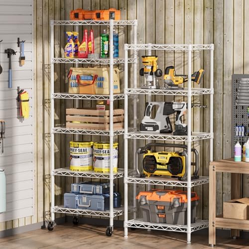 SINGAYE 5 Small Wire Shelves Kitchen Pantry Close Home Organizers and Storage Bathroom Shelf Laundry Room Organization Adjustable Book Metal Garage Shelving Unit