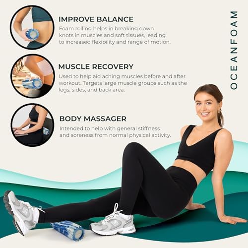 Oceanfoam Ripple Small Foam Roller for Physical Therapy (Royal Marbled)