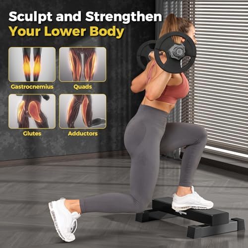 Upgraded Calf Raise Bar for Home Gym Workouts, Standing Calf Raise Machine for Calf Stretching, Squating, Foot Stretching, Anti-Slip Solid Calf Block, Ankle Calf Stretcher.