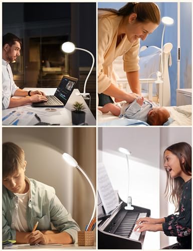 LiFMIRA Bed Lamp Clip on Light 8W 66 LED Reading Light for Bed White