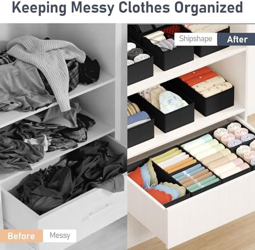 DIMJ Drawer Organizer Clothes Storage - 18 Pack Baby Dresser Organizer for Nursery, Foldable Drawer Dividers for Bedroom Closet Organization, Fabric Storage Bins for Socks, Underwears, Bras