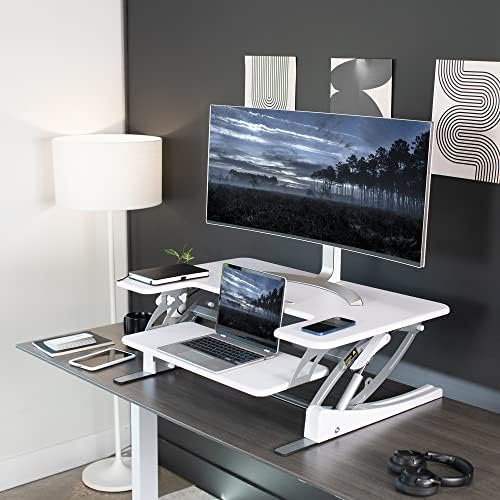 VIVO White 36 in Standing Desk Converter, DESK-V000VW