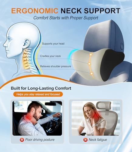 Allaboutsla 2-Pack Car Neck Pillow, Car Headrest Pillow for Neck Support