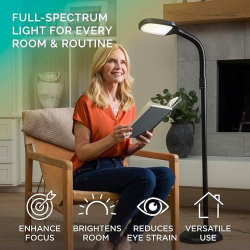 Verilux SmartLight Full Spectrum LED Floor Lamp with Adjustable Brightness