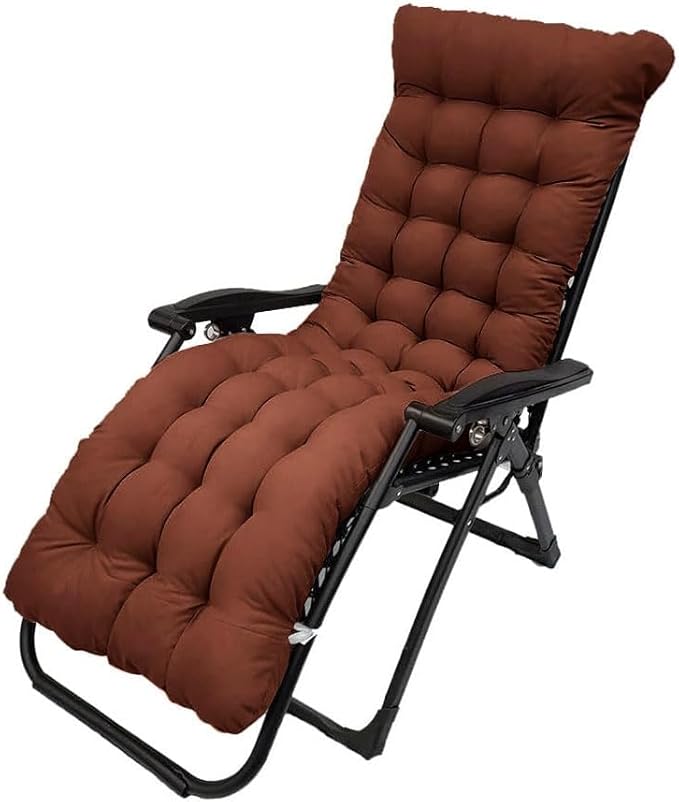 Patio Chaise Lounger Cushion， IndoorOutdoor Rocking Chair Sofa Cushion with 6 Ties， Thick Padded Swing Bench Cushion，61x18.9x3.1in (Dark Coffee)