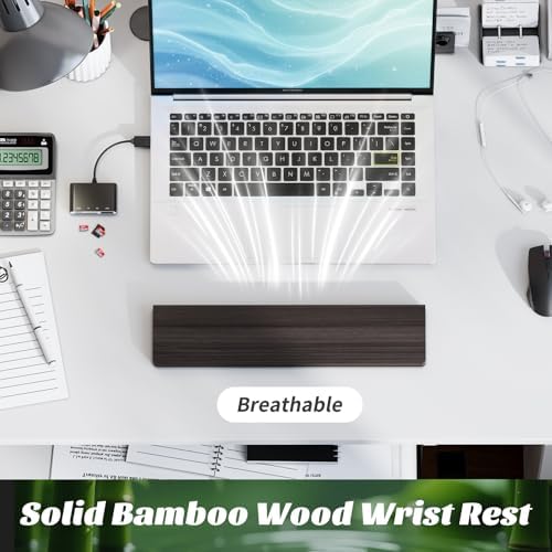 Keyboard Wrist Rest, Wooden Wrist Rest for Keyboard, 14.2-inch Length and 22mm Thickness, Bamboo Wood Palm Rest, Ergonomic Design for Mechanical Gaming Keyboard, Stain Resistant