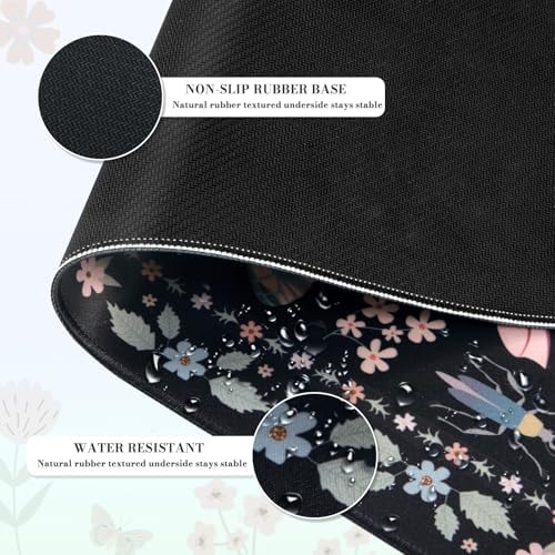 iCasso Black Large Mouse Pad, Desk Matt for Desktop, Insects