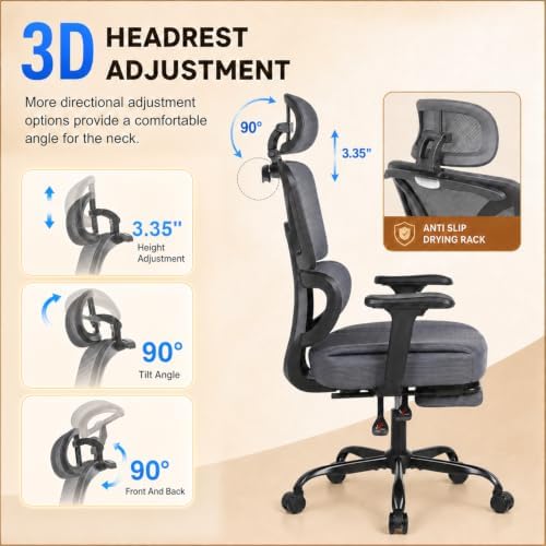 Ergonomic Office Chair with Footrest - High Back Mesh Computer Desk Chair